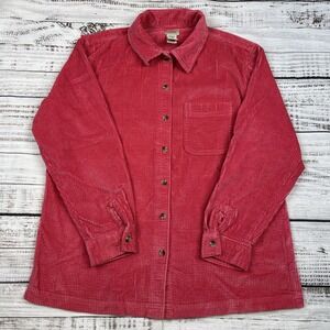 LL Bean Wide Whale Corduroy Shirt Womens Medium Button Up Shacket Pink 0 JTJ1